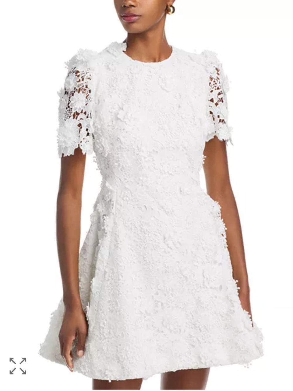 NWT LEO LIN Elyse Mini Dress Vanilla White Lace Floral A-Line Size 4
